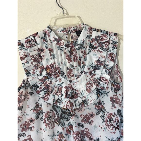 Cliche‎ Y2K Ruffle Floral Flower Sheer Open Back Blouse Shirt Womens Small - Picture 3 of 8